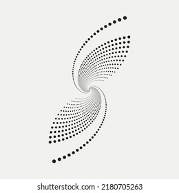 Halftone swirl circular design element. Fabric design element. Halftone circle dots texture. Vector design element for various purposes.