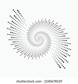 Halftone swirl circular design element. Fabric design element. Halftone circle dots texture. Vector design element for various purposes.