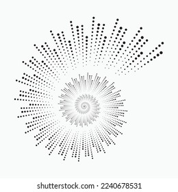 Elemento de diseño circular de rotación de semitono. Elemento de diseño de tejido. La textura de los puntos del círculo semitónico. Elemento de diseño de vectores para diversos fines.