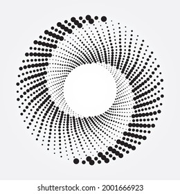 Halftone swirl circular logo. Abstract halftone backdrop. Circle dots isolated on the white background. Design element with dots for various purposes. Vector object.