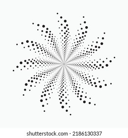 Halftone swirl circular logo. Abstract halftone backdrop. Circle dots isolated on the white background. Design element with dots for various purposes. Vector object.