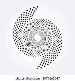 Halftone swirl design element. Circle dots isolated on the white background. Fabric, textile Vector design element for various purposes.