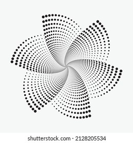 Halftone swirl pattern background. Vector dots texture retro. Abstract concentric dotted backdrop, texture, pattern. Design element for multipurpose use.