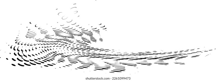 Halftone swirling dotted funnel with evaporating bubbles. Carbonated dynamic frame. Vector.