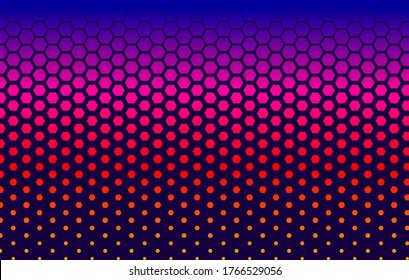 Halftone technology banner with hexagons, futuristic blue gradient background, digital element, hexagon pattern