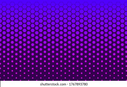 Halftone technology banner with hexagons, futuristic blue gradient background, digital element, hexagon pattern