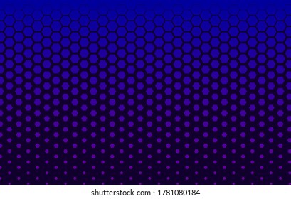 Banner de tecnología de semitono con hexágonos, fondo de degradado azul futurista, elemento digital, patrón hexágono