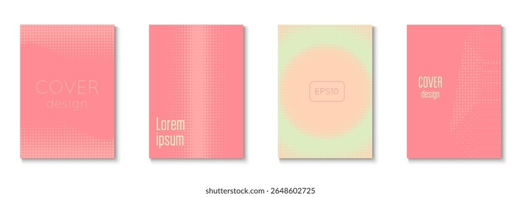 Halftone Template Set. Color Art With Memphis Elements. Dynamic Design For Hipster Folder. Dot Flyer. Minimalist Party Background. Geometric Book Pattern. Trendy Halftone Template