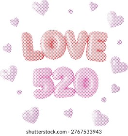 Halftone text love may 20 with hearts valentines day love may twentieth