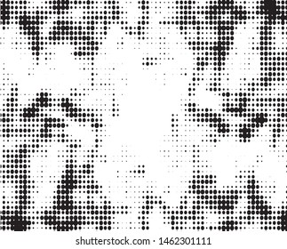 Halftone texture abstract wave of dots. Vector monochrome black and white background for business cards, labels. 