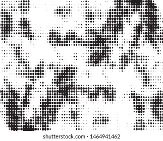 Halftone texture abstract wave of dots. Vector monochrome black and white background for business cards, labels. 