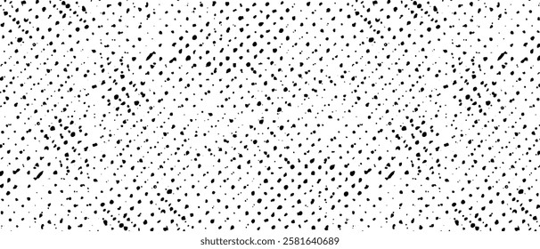 Halftone texture background. Grayscale rough backdrop with halftone elements, wallpaper, black and white particle shapes. Black and white textured vector illustration