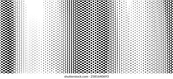 Halftone texture background. Grayscale rough backdrop with halftone elements, wallpaper, black and white particle shapes. Black and white textured vector illustration