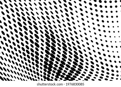 Half-tone texture of black dots on a white background. Abstract chaotic monochrome texture