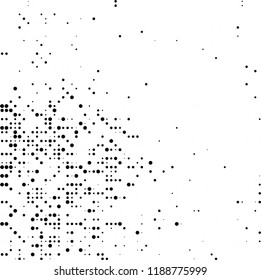 Halftone texture is black and white. Abstract monochrome background. Chaotic pattern for printing on business cards, label, posters, packaging and other design
