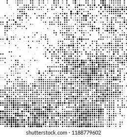 Halftone texture is black and white. Abstract monochrome background. Chaotic pattern for printing on business cards, label, posters, packaging and other design