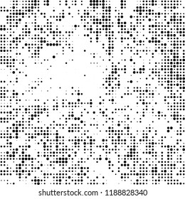 Halftone texture is black and white. Abstract monochrome background. Chaotic pattern for printing on business cards, label, posters, packaging and other design