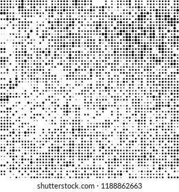 Halftone texture is black and white. Abstract monochrome background. Chaotic pattern for printing on business cards, label, posters, packaging and other design