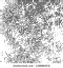 Halftone texture is black and white. Abstract monochrome background. Chaotic pattern for printing on business cards, label, posters, packaging and other design