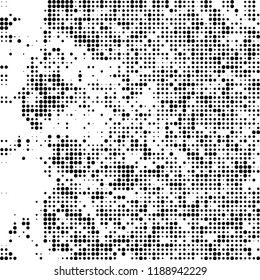 Halftone texture is black and white. Abstract monochrome background. Chaotic pattern for printing on business cards, label, posters, packaging and other design