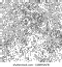 Halftone texture is black and white. Abstract monochrome background. Chaotic pattern for printing on business cards, label, posters, packaging and other design