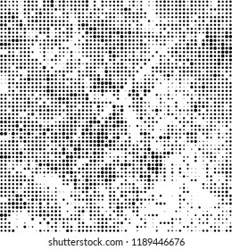Halftone texture is black and white. Abstract monochrome background. Chaotic pattern for printing on business cards, label, posters, packaging and other design