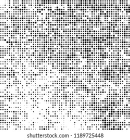 Halftone texture is black and white. Abstract monochrome background. Chaotic pattern for printing on business cards, label, posters, packaging and other design