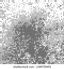 Halftone texture is black and white. Abstract monochrome background. Chaotic pattern for printing on business cards, label, posters, packaging and other design