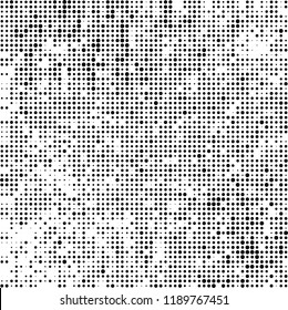 Halftone texture is black and white. Abstract monochrome background. Chaotic pattern for printing on business cards, label, posters, packaging and other design