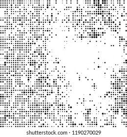 Halftone texture is black and white. Abstract monochrome background. Chaotic pattern for printing on business cards, label, posters, packaging and other design