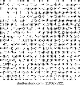 Halftone texture is black and white. Abstract monochrome background. Chaotic pattern for printing on business cards, label, posters, packaging and other design