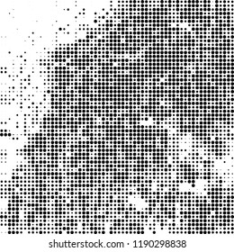 Halftone texture is black and white. Abstract monochrome background. Chaotic pattern for printing on business cards, label, posters, packaging and other design