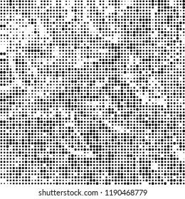 Halftone texture is black and white. Abstract monochrome background. Chaotic pattern for printing on business cards, label, posters, packaging and other design