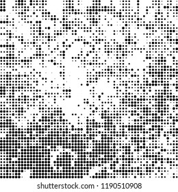 Halftone texture is black and white. Abstract monochrome background. Chaotic pattern for printing on business cards, label, posters, packaging and other design