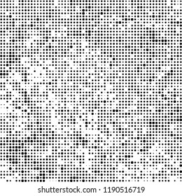 Halftone texture is black and white. Abstract monochrome background. Chaotic pattern for printing on business cards, label, posters, packaging and other design