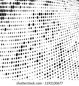 Halftone texture is black and white. Abstract monochrome background of dots. Vector pattern chaotic