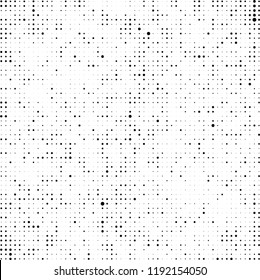 Halftone texture is black and white. Abstract monochrome background of dots. Vector pattern chaotic