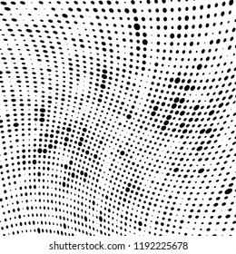 Halftone texture is black and white. Abstract monochrome background of dots. Vector pattern chaotic