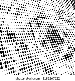 Halftone texture is black and white. Abstract monochrome background of dots. Vector pattern chaotic