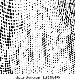 Halftone texture is black and white. Abstract monochrome background of dots. Vector pattern chaotic