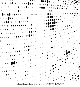Halftone texture is black and white. Abstract monochrome background of dots. Vector pattern chaotic