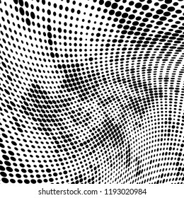 Halftone texture is black and white. Abstract monochrome background of dots. Vector pattern chaotic