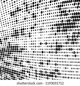 Halftone texture is black and white. Abstract monochrome background of dots. Vector pattern chaotic