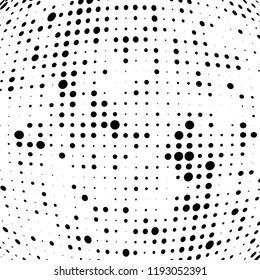 Halftone texture is black and white. Abstract monochrome background of dots. Vector pattern chaotic