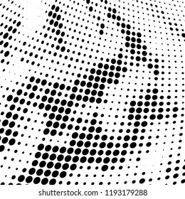 Halftone texture is black and white. Abstract monochrome background of dots. Vector pattern chaotic