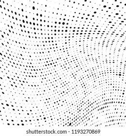 Halftone texture is black and white. Abstract monochrome background of dots. Vector pattern chaotic