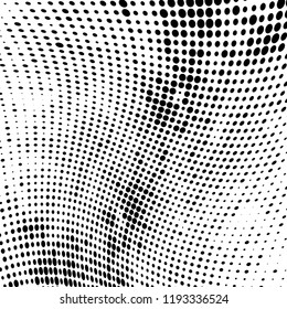 Halftone texture is black and white. Abstract monochrome background of dots. Vector pattern chaotic