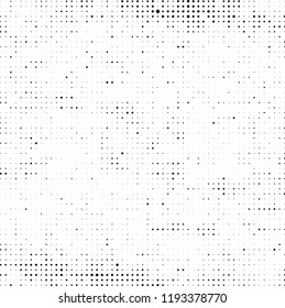Halftone texture is black and white. Abstract monochrome background of dots. Vector pattern chaotic