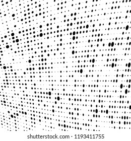 Halftone texture is black and white. Abstract monochrome background of dots. Vector pattern chaotic
