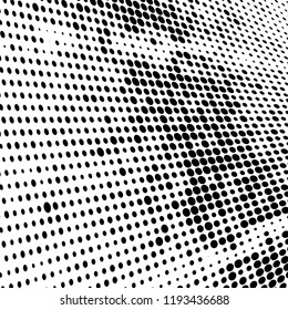 Halftone texture is black and white. Abstract monochrome background of dots. Vector pattern chaotic